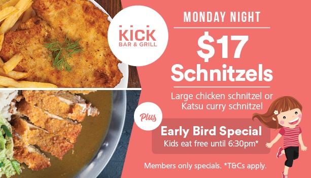 Monday Night Schnitzel & Early bird Kids Eat Free